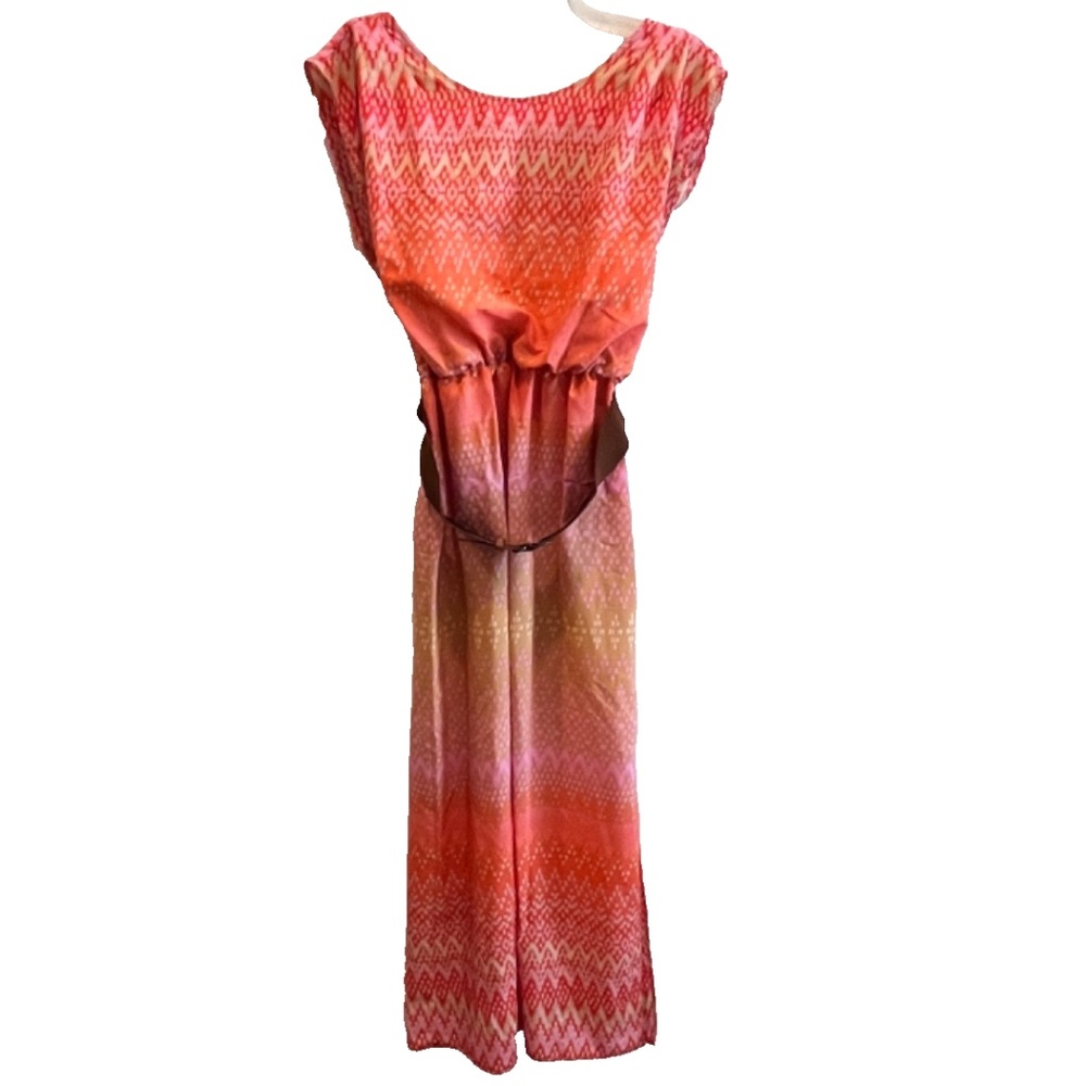 City Studio Women's Geometric Cut-Out Back Belted Maxi Dress L